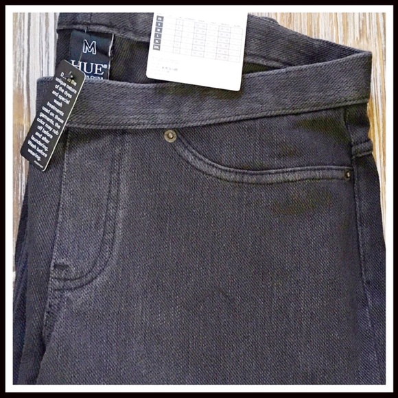 HUE GREY DENIM LEGGINGS SKINNY KNIT STRETCH PANTS - Picture 3 of 8